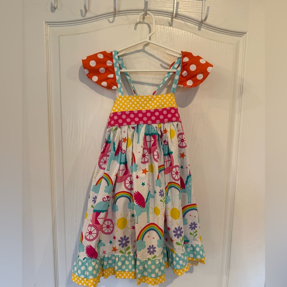 Blue Moon boutique girls princess unicorn flare dress size 8
